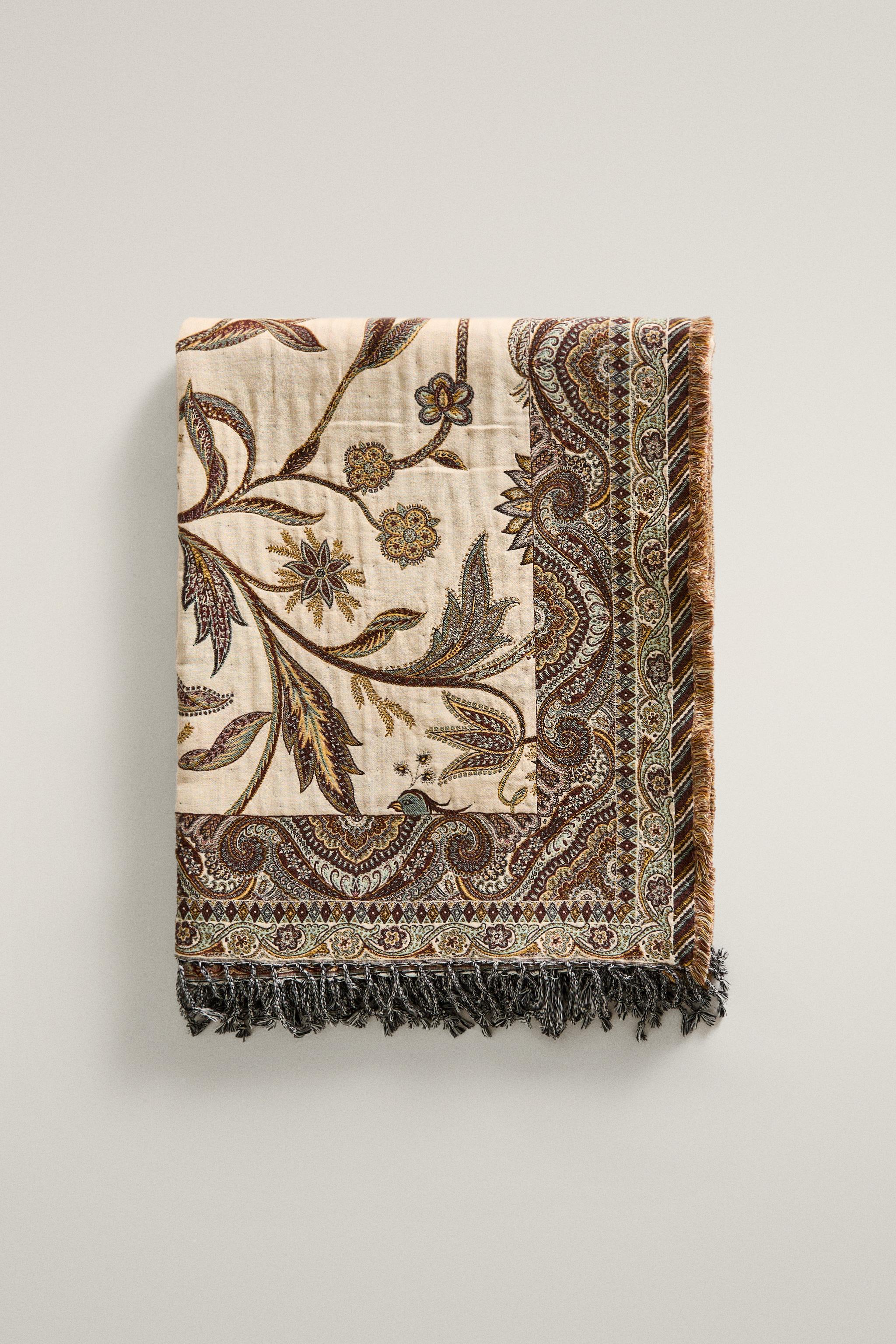 PLAID JACQUARD FLEURS